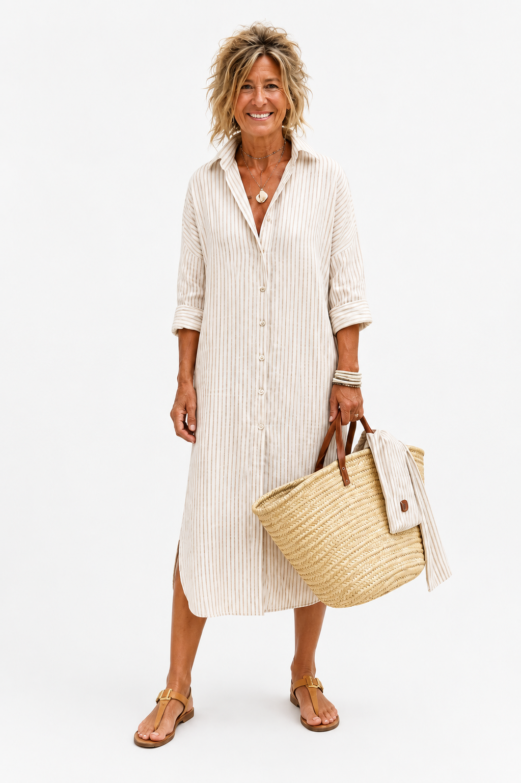 Ismara | Elegant Striped Shirt Dress