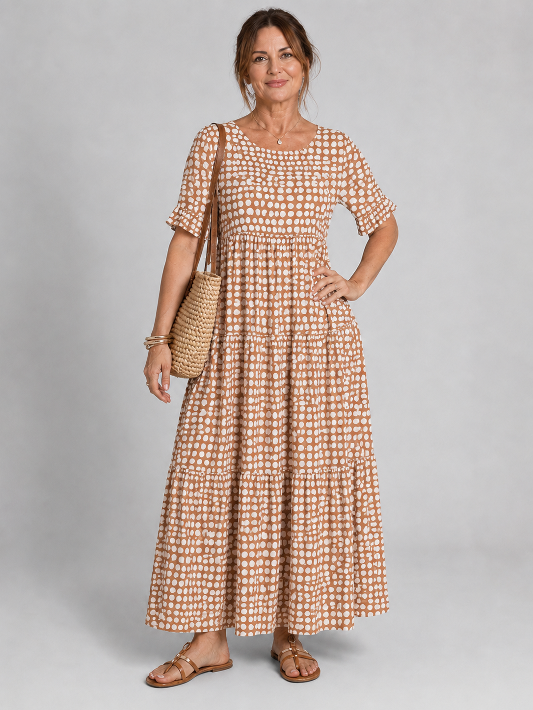Joline | Short-Sleeve Midi Dress