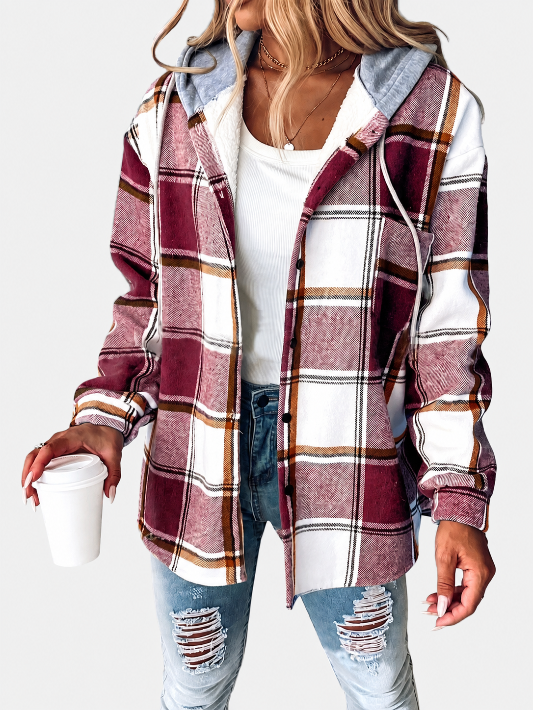 Linda | Hooded Button Front Jacket