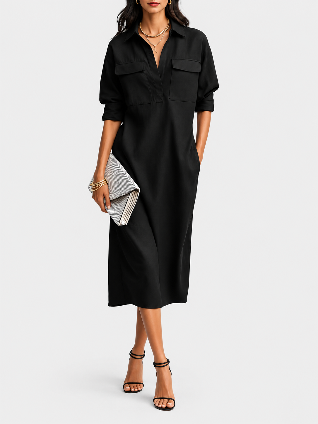 Mila | Pocket Midi Shirt Dress