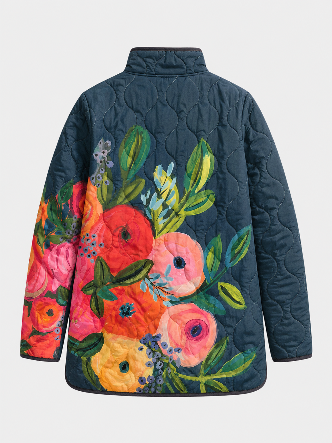 Amaya | Navy Floral Quilted Jacket