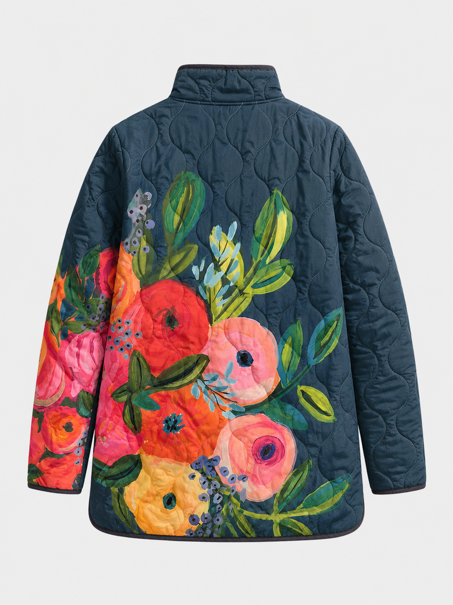 Amaya | Navy Floral Quilted Jacket