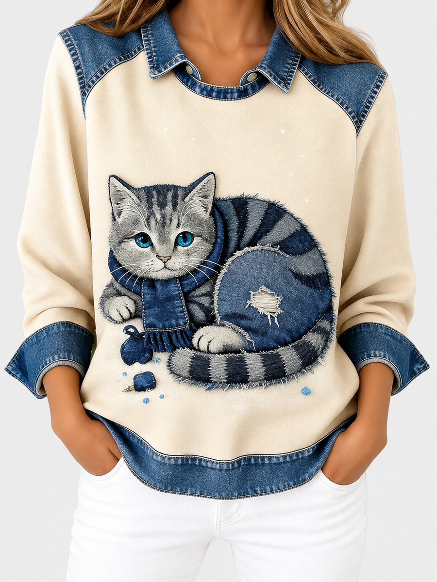 Eponin | Cat Print Sweatshirt