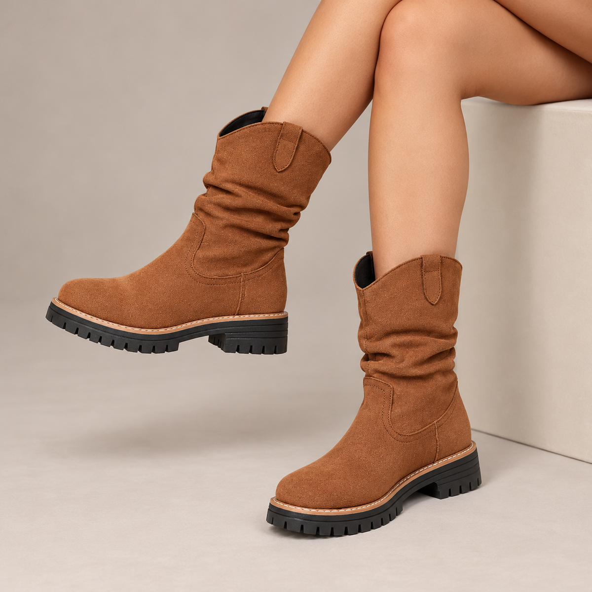 Sadie | Suede-Look Platform Boots
