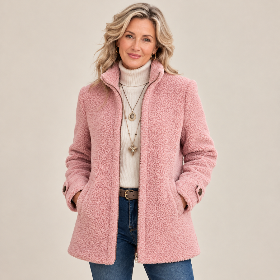 Hazel | Textured Fleece Zip-Up Jacket
