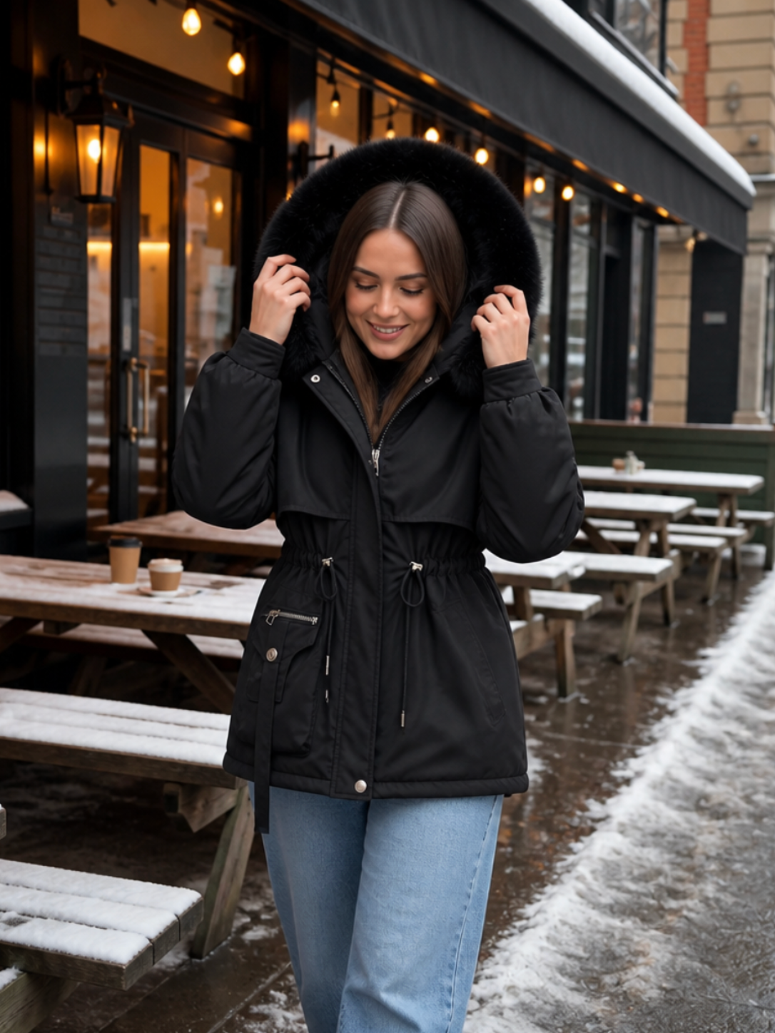 Eloise | Water-Repellent Parka with Sherpa Lining