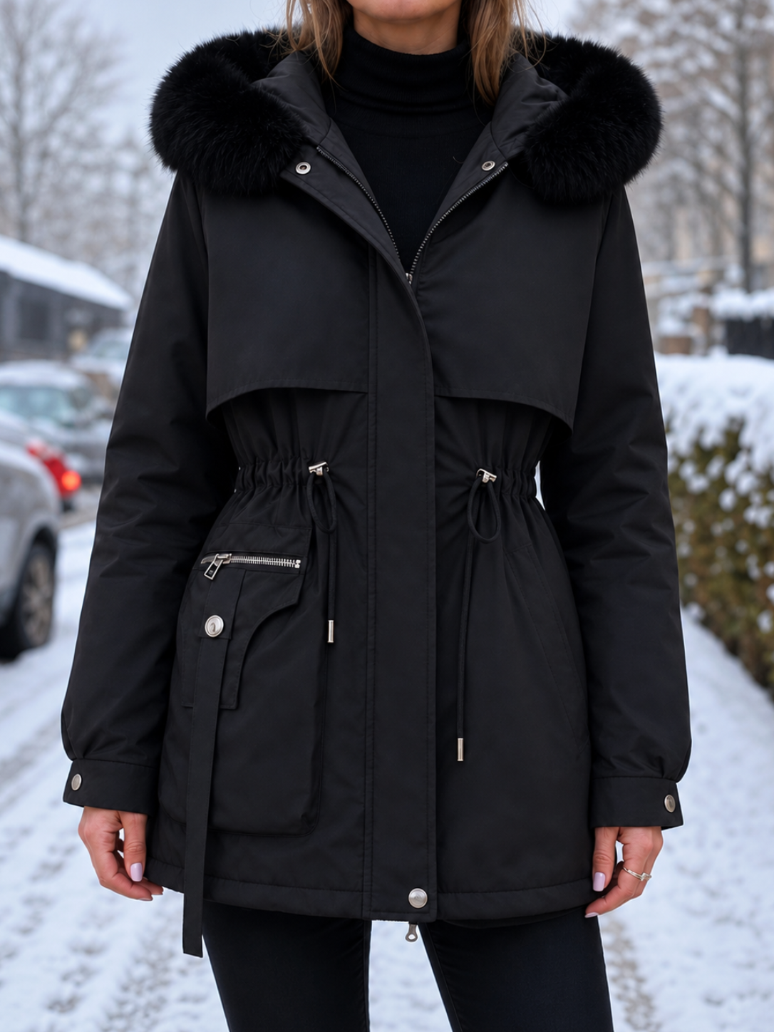 Eloise | Water-Repellent Parka with Sherpa Lining