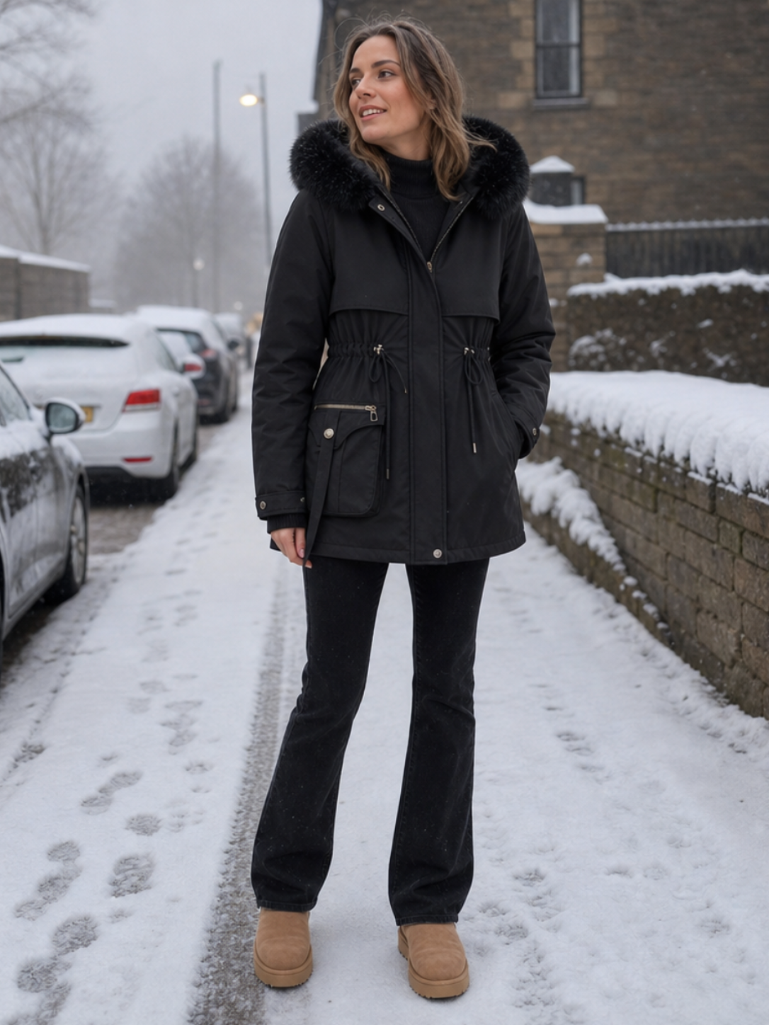 Eloise | Water-Repellent Parka with Sherpa Lining