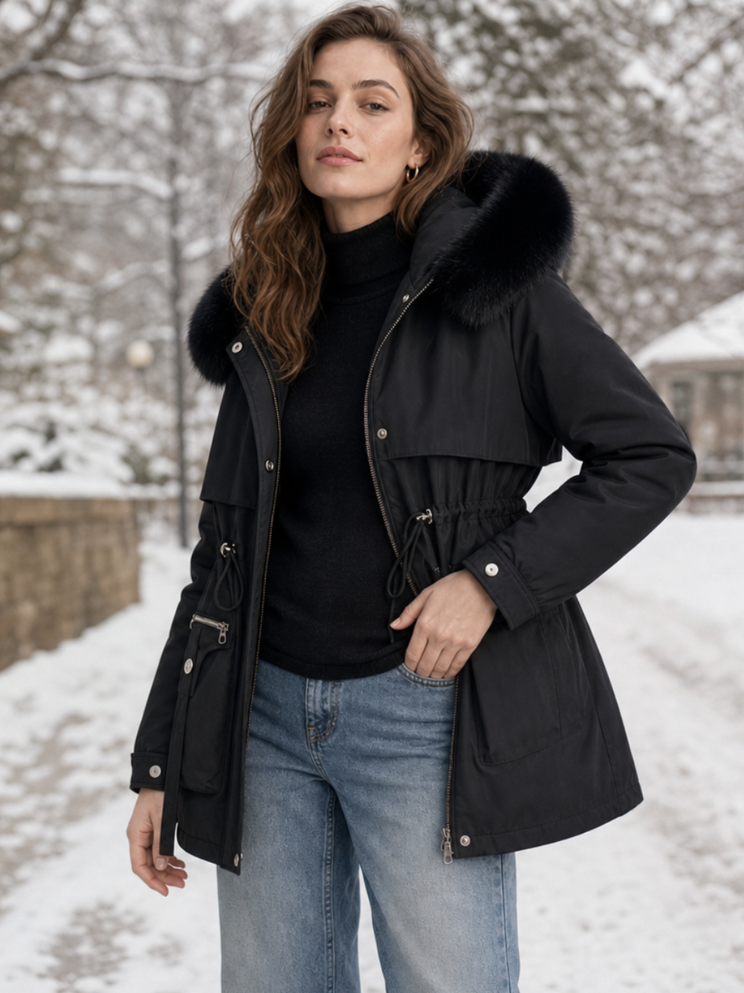 Eloise | Water-Repellent Parka with Sherpa Lining