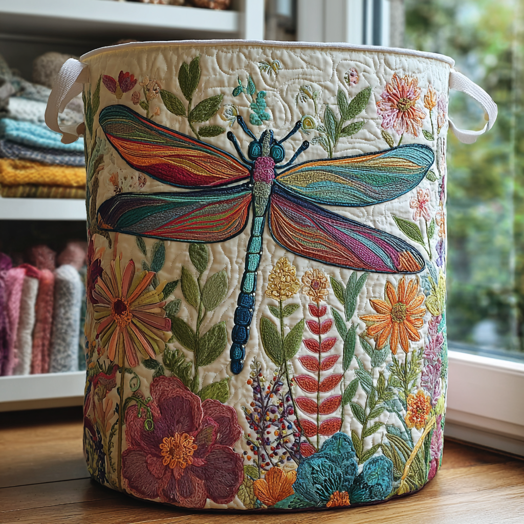 Iris | Dragonfly Garden Quilted Laundry Basket