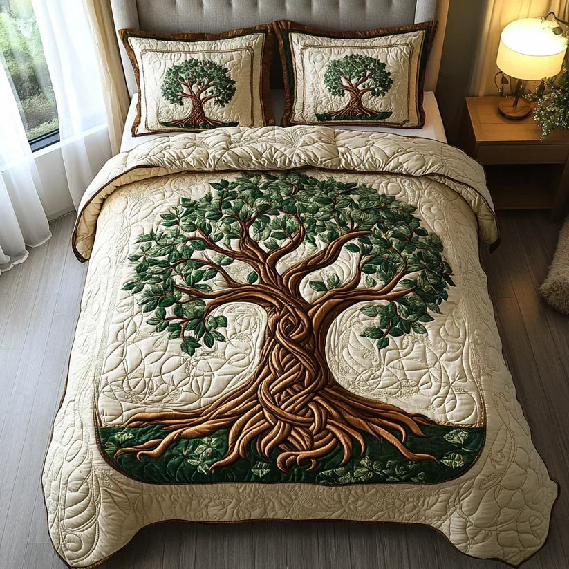Tree of Life | 3-Piece Quilted Bedding Set
