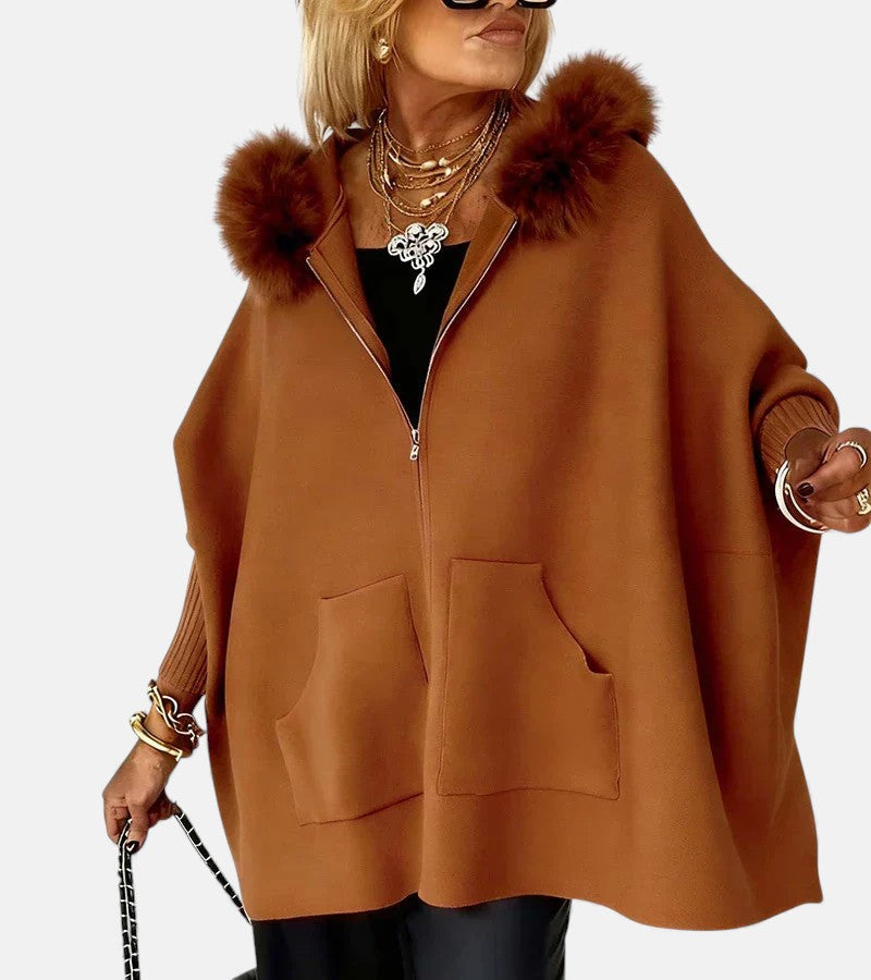 ARABELLE | CASUAL HOODED COAT WITH FUR COLLAR