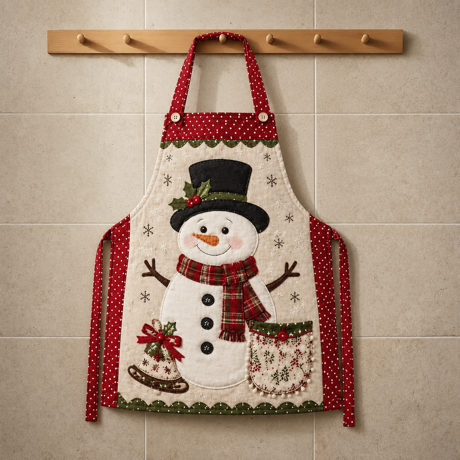 Queenie | Christmas Snowman Quilted Apron & Oven Mitt Set