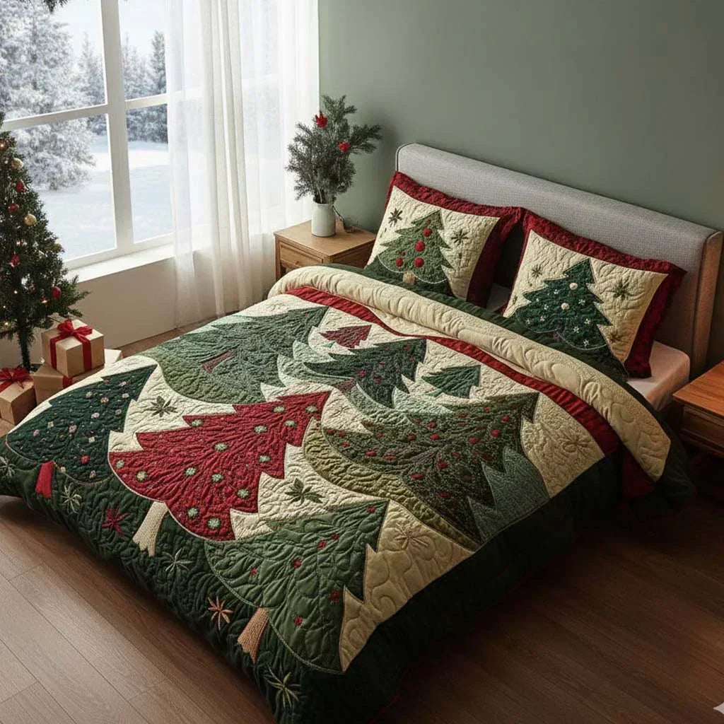 Christmas Forest | 3-Piece Quilted Bedding Set