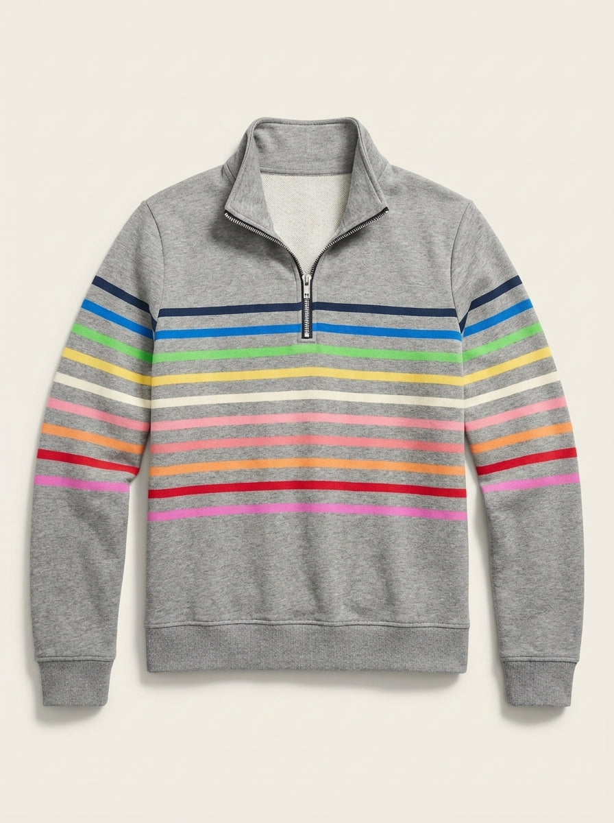 Marie | Colourful Striped Half-Zip Jumper