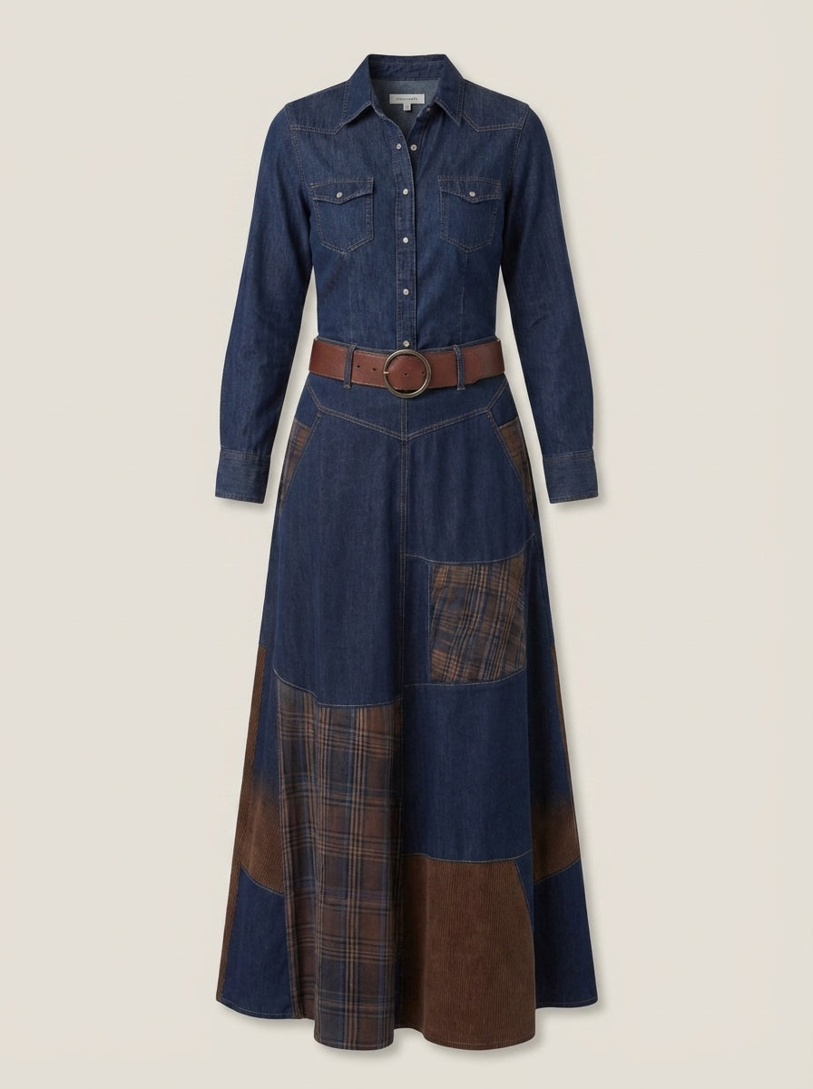 Azucena | Faux Suede Maxi Dress with Belt