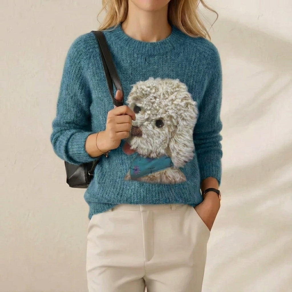 Tilda | Teal Poodle Cotton Jumper