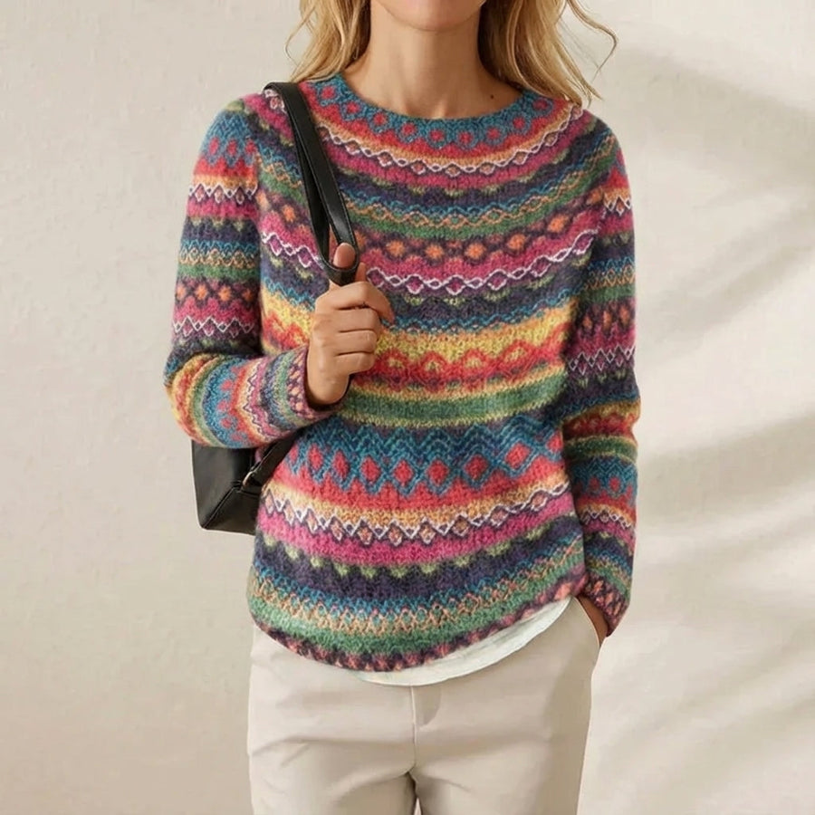 Iona | Rainbow Fair Isle Cotton Jumper