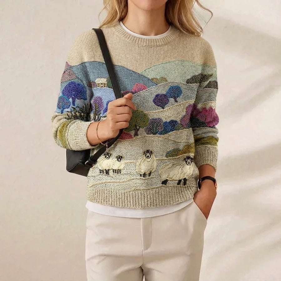 Bryony | Multicolour Landscape Cotton Jumper