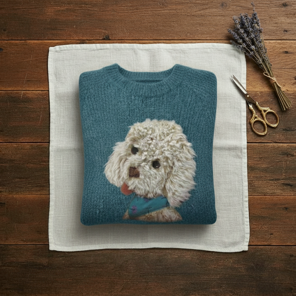 Tilda | Teal Poodle Cotton Jumper