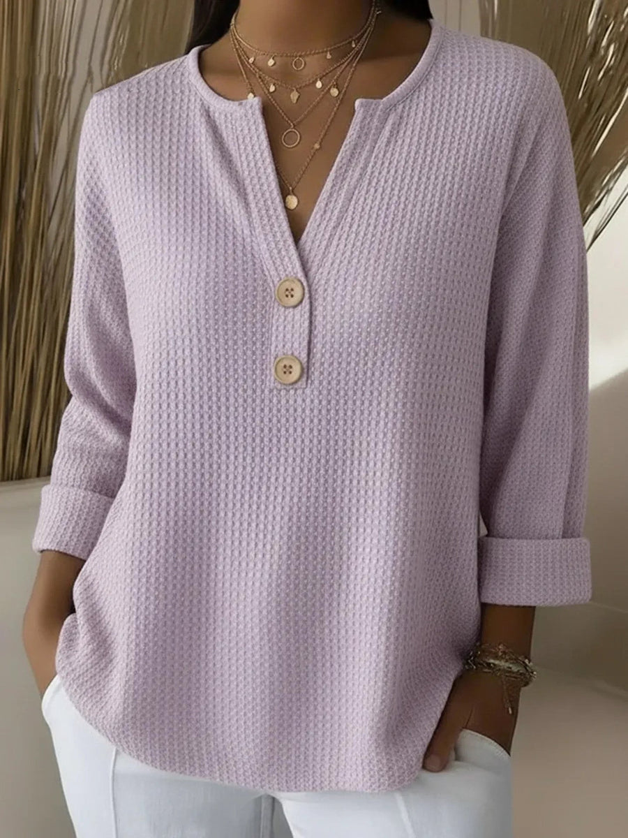 Lucia | Textured Henley Top