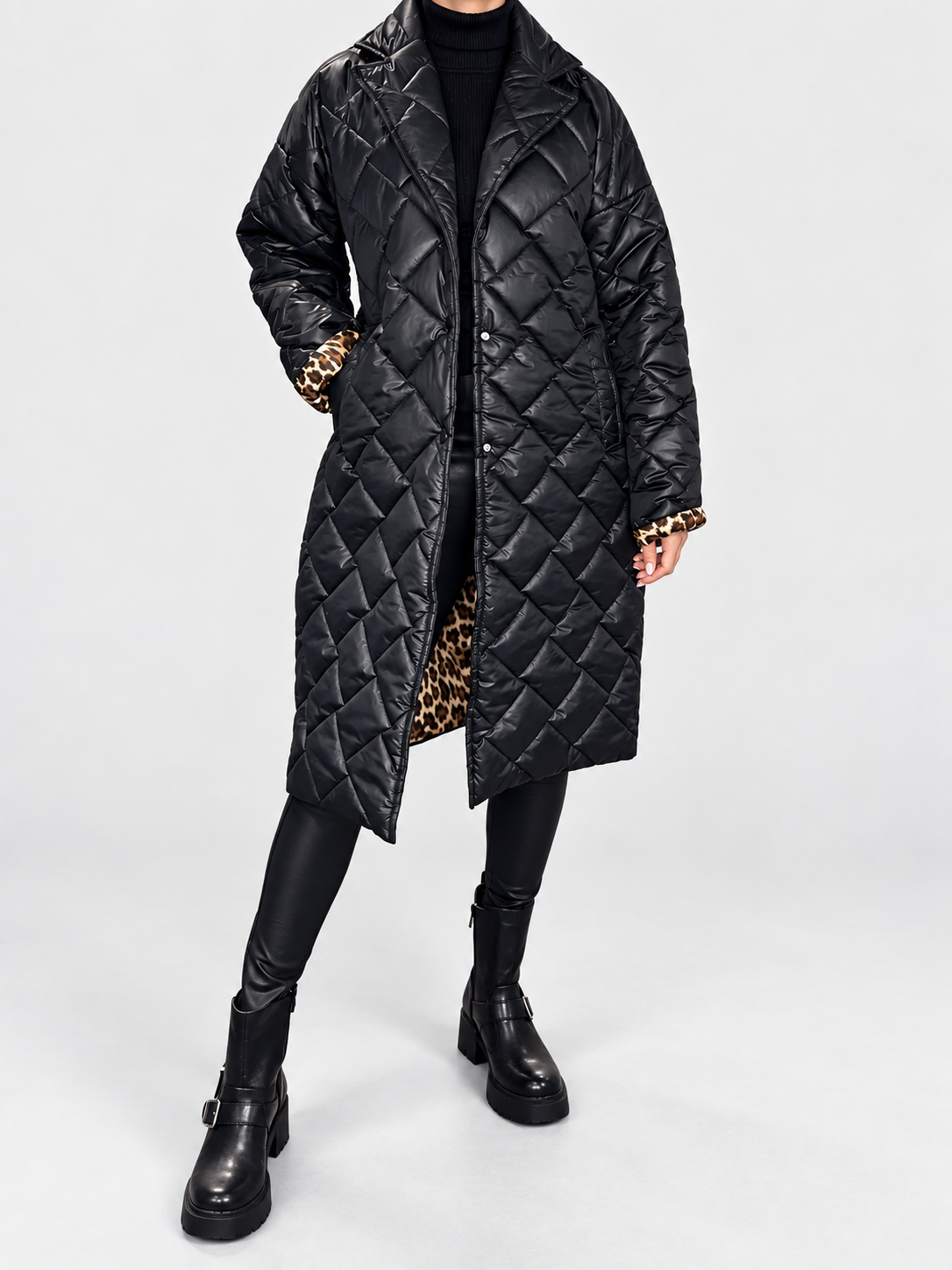 Kendall | Quilted Leopard-Lined Coat