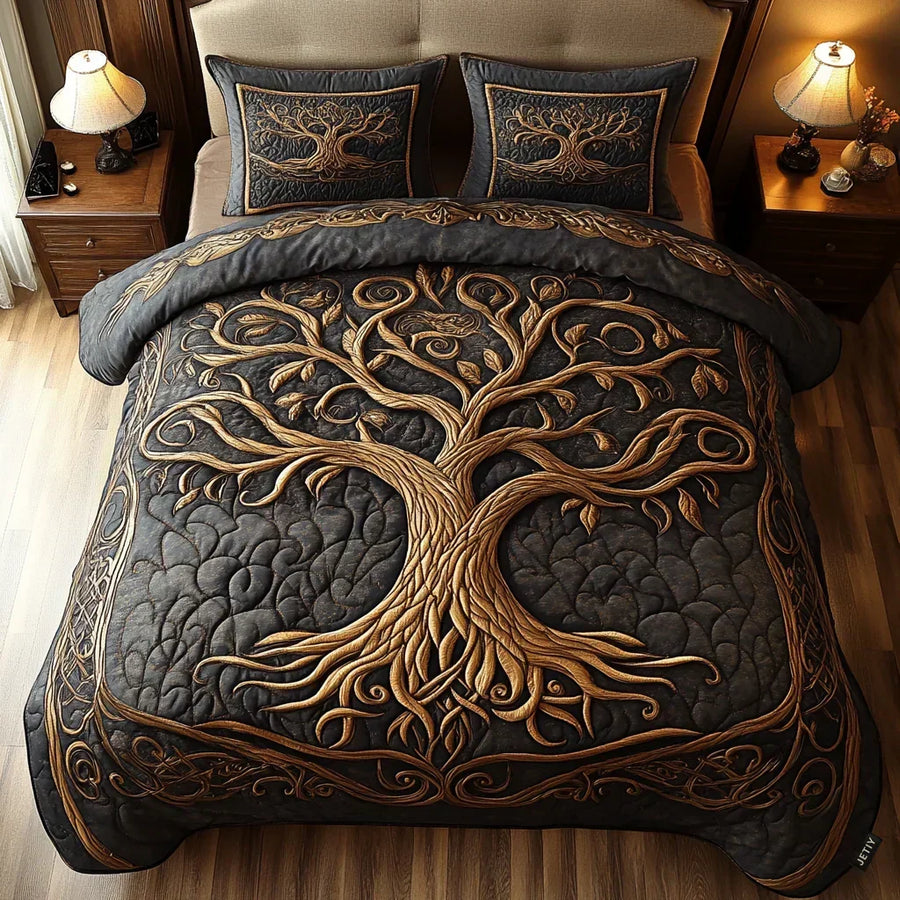 Tree of Life | 3-Piece Quilted Bedding Set
