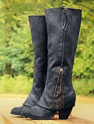 Marlowe | Lace-Panel Knee Boots