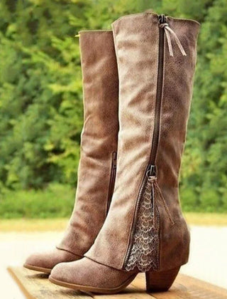 Marlowe | Lace-Panel Knee Boots