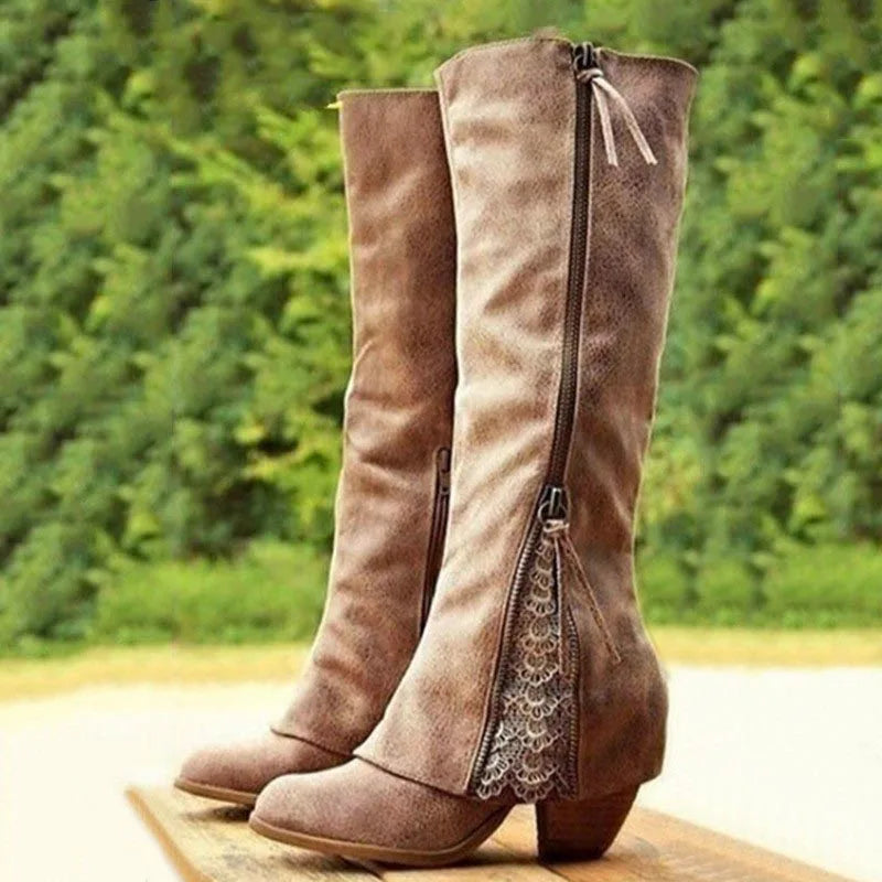 Marlowe | Lace-Panel Knee Boots