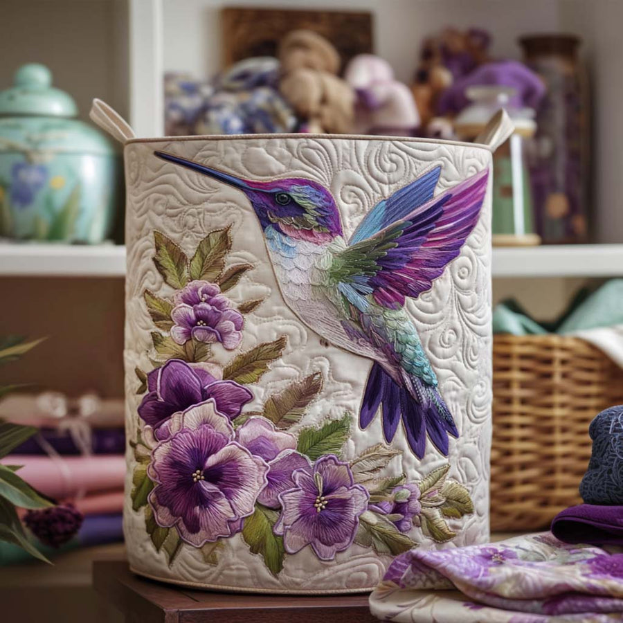 Juno | Hummingbird in Bloom Quilted Laundry Basket
