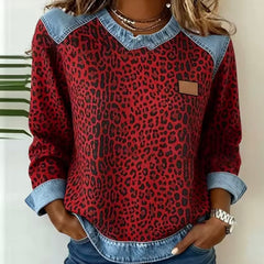 Clara | Leopard Print Jumper with Contrast Collar