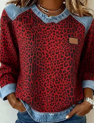 Clara | Leopard Print Jumper with Contrast Collar