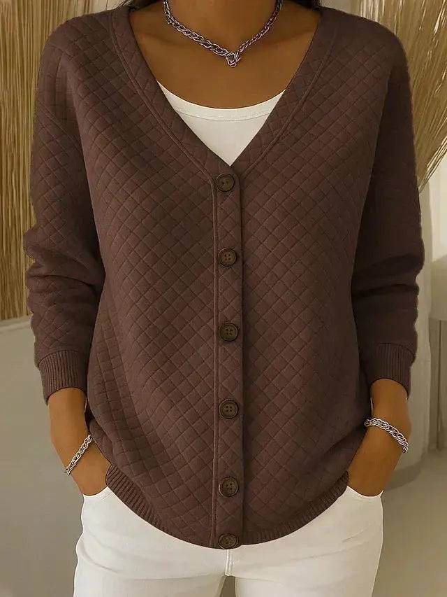 Elouise | Quilted V Neck Cardigan