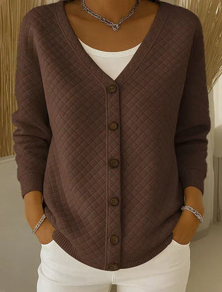 Laverne | Quilted Button-Front Cardigan