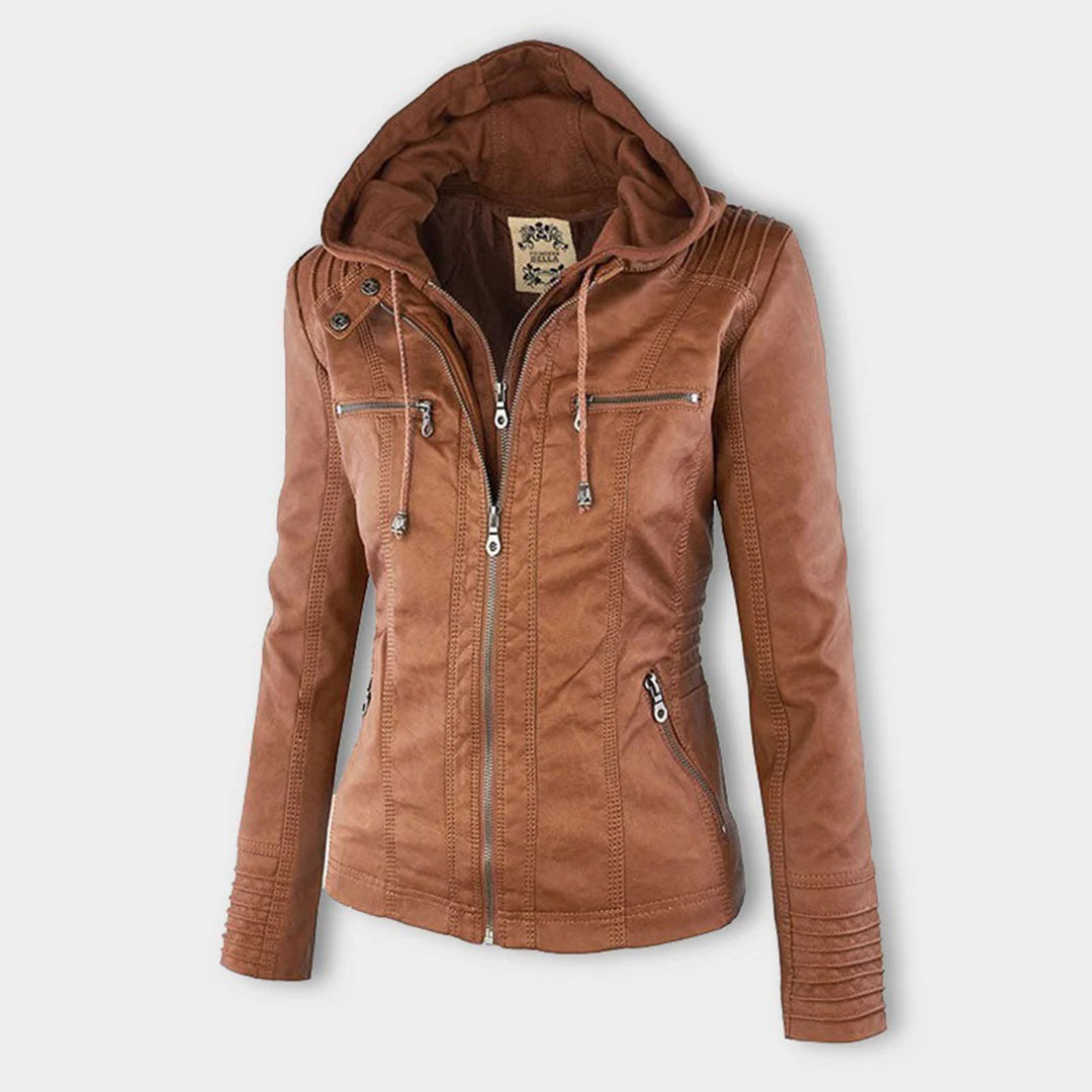Cordelia | Elegant Hooded Biker Jacket