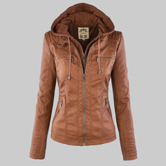Cosima | Hooded Zip-Up Moto Jacket