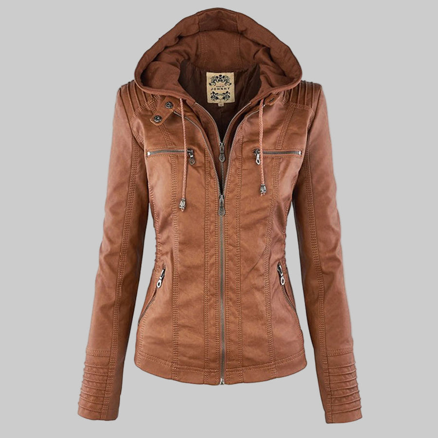 Cosima | Hooded Zip-Up Moto Jacket