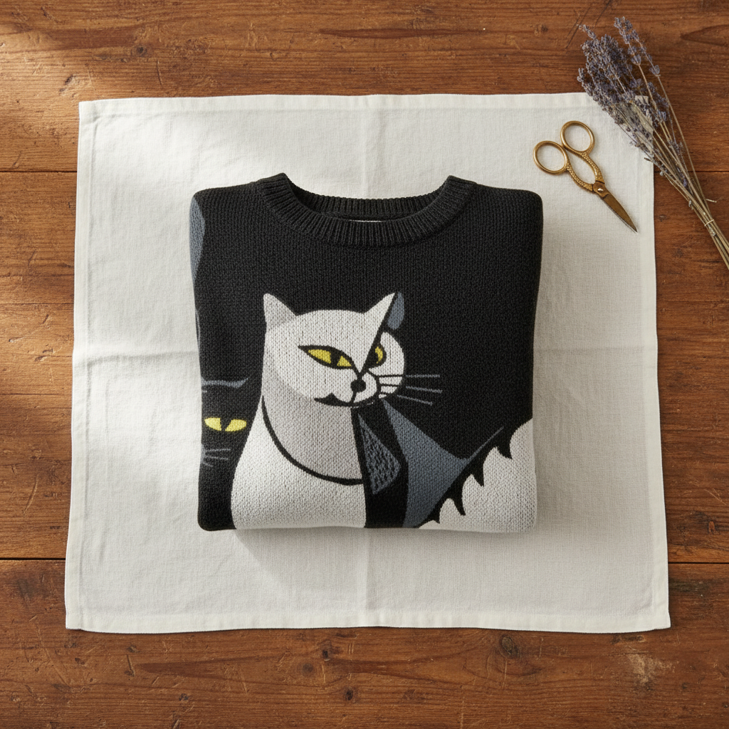 Sable | Cat Print Cotton Jumper