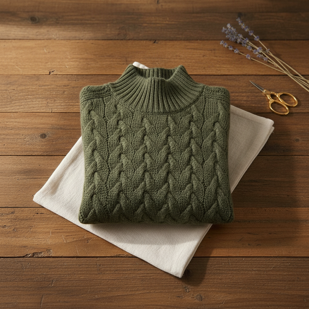 Greta | Cable Knit Cotton Roll Neck