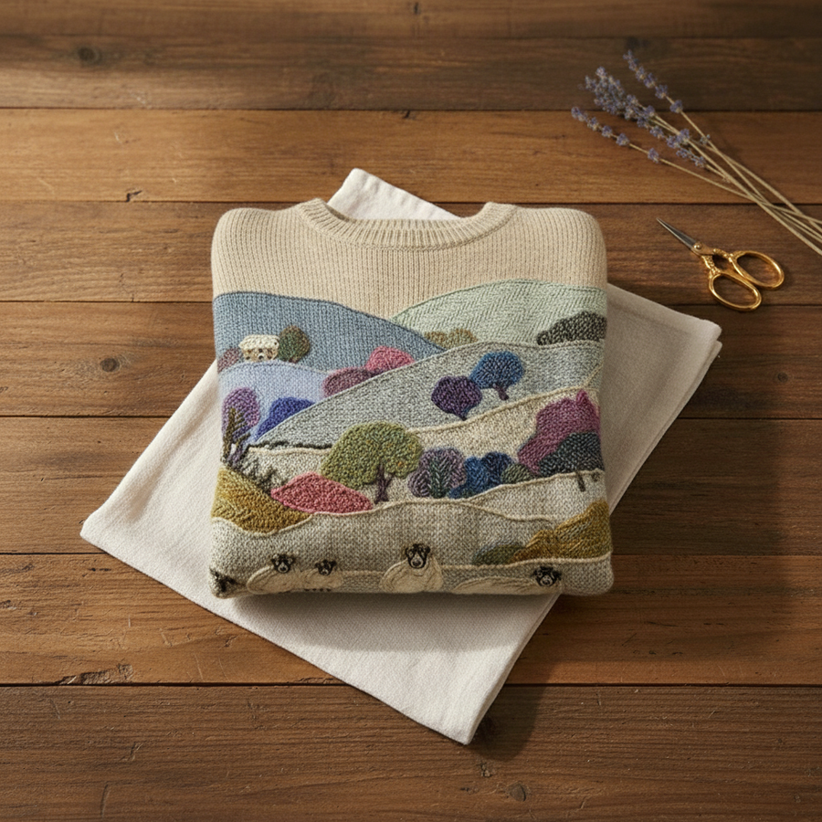 Bryony | Multicolour Landscape Cotton Jumper