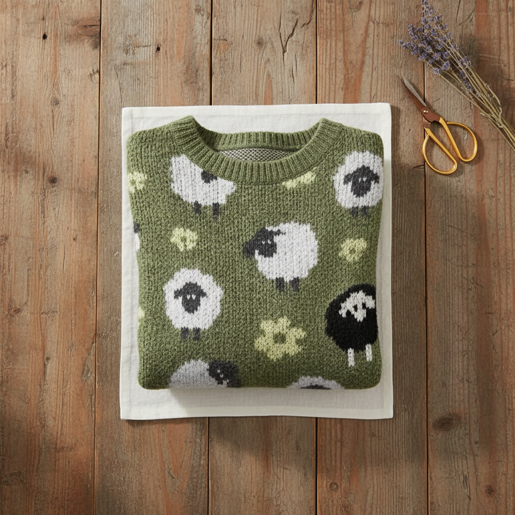 Clover | Green Sheep Cotton Jumper
