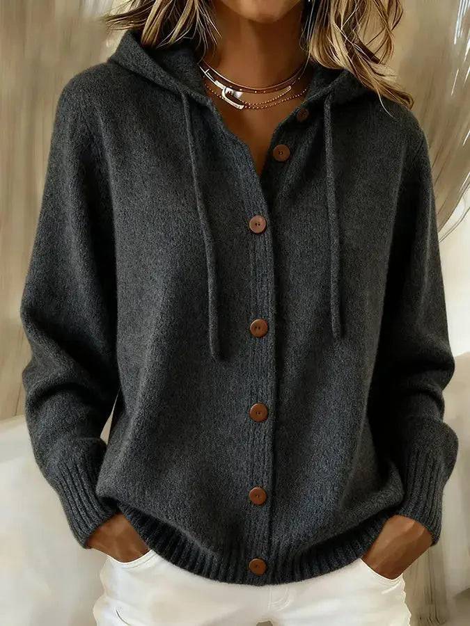 Isolde | Cosy Drawstring Hood Cardigan