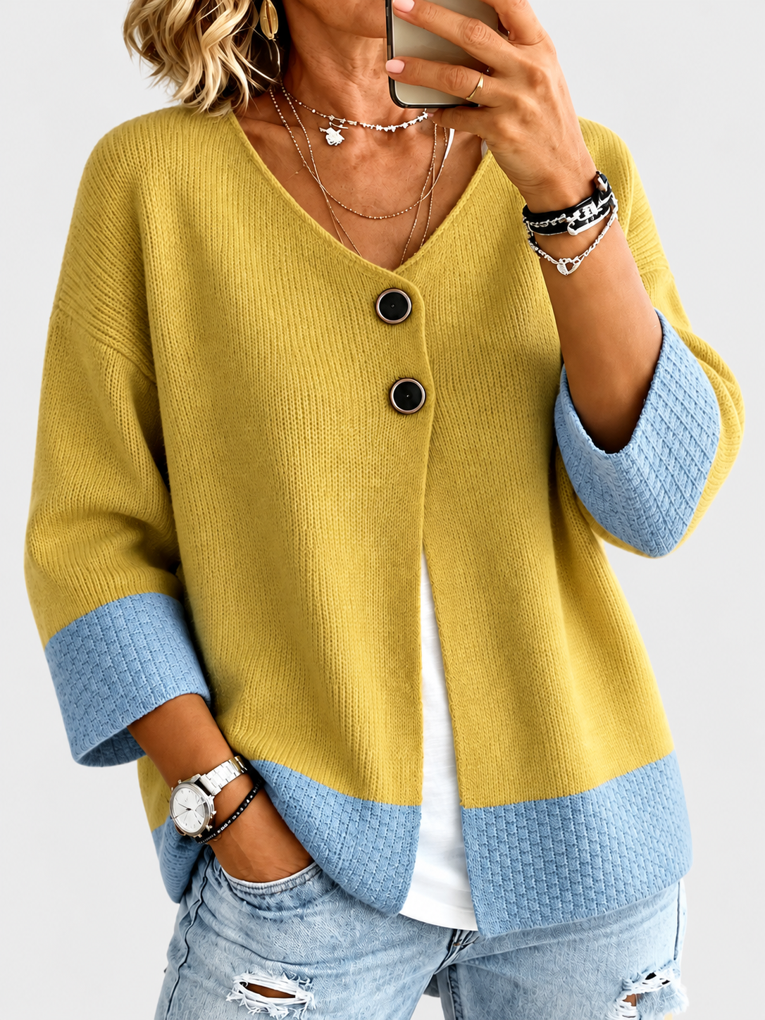 Jennifer | Colour-Block Cardigan