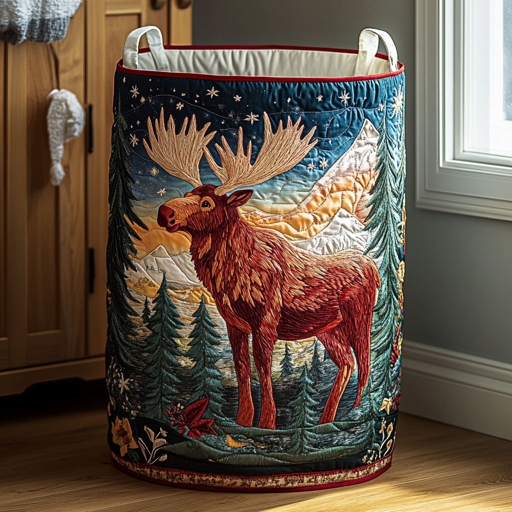 Sylvie | Forest Quilted Laundry Basket