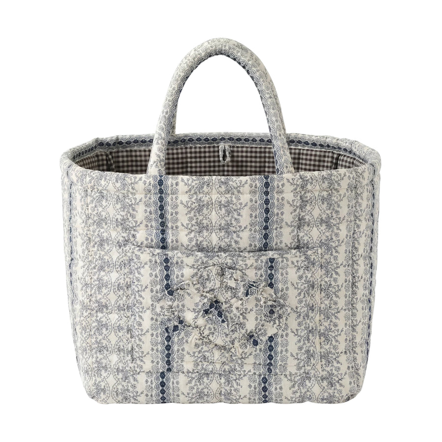 Vivienne | Navy Lace Quilted Tote Bag