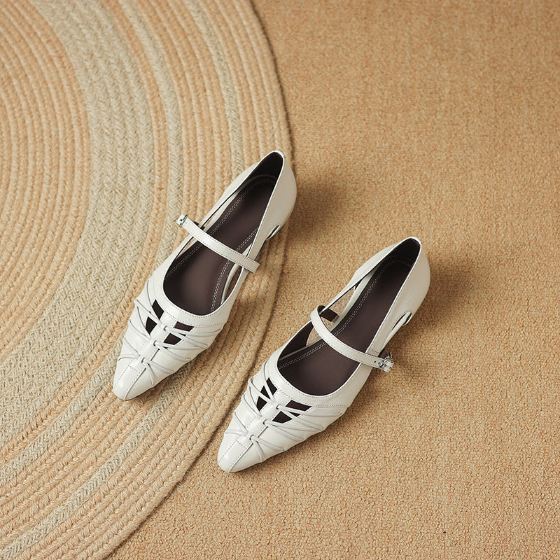 Quenby | Pointed Lattice-Cut Mary Jane Flats