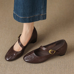 Quira | Round-Toe Mary Jane Flats