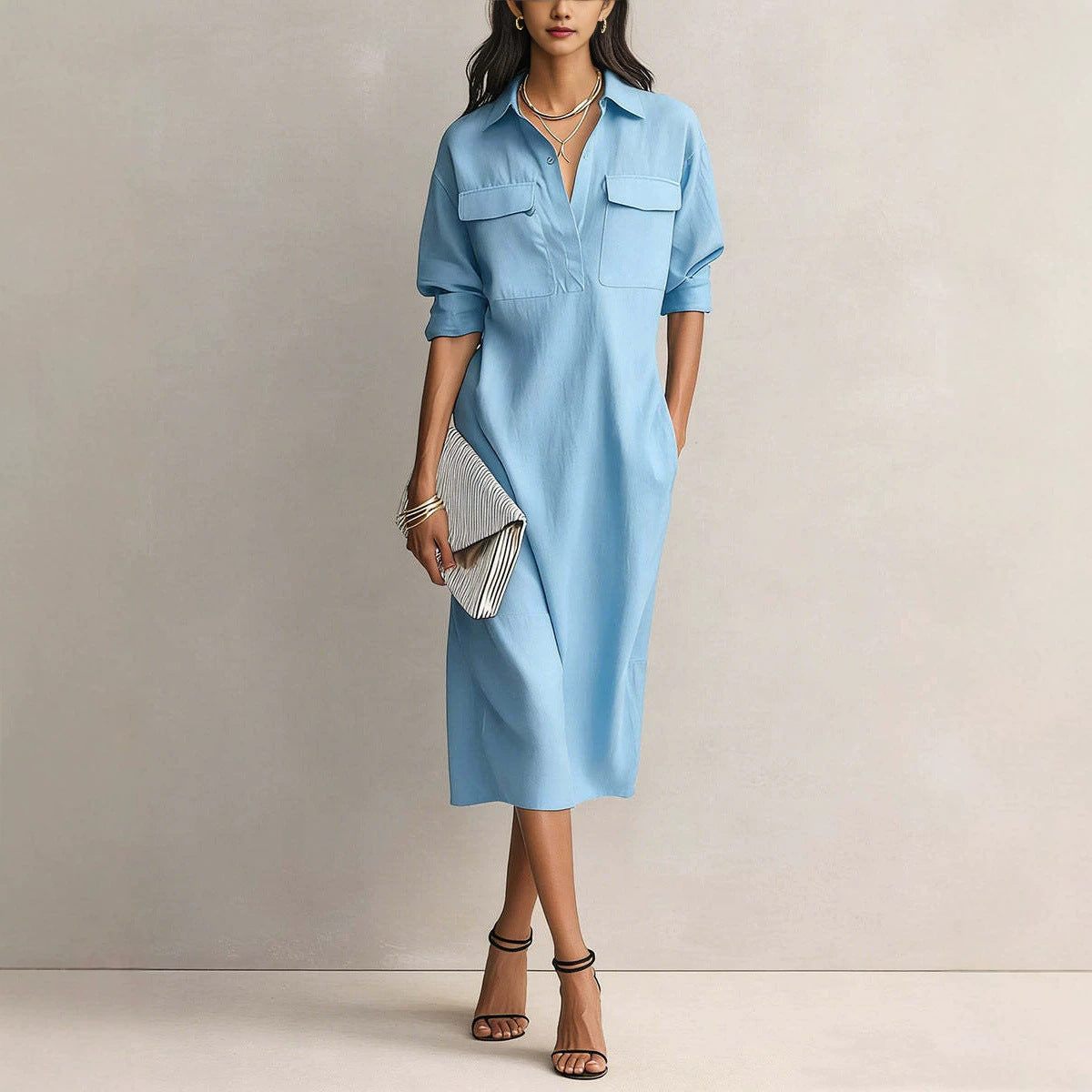 Mila | Pocket Midi Shirt Dress