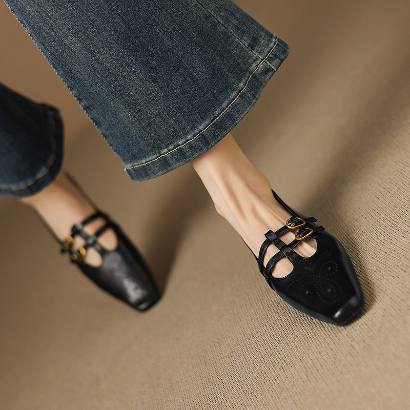Ceyla | Brogued Double-Strap Mary Jane Flats